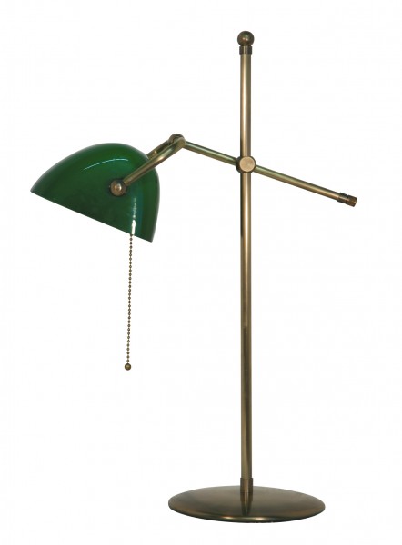 Bankers Lamp / Bankerlampe / Schreibtischleuchte, Modern Stil, Messing antik-handpatiniert (Altmessing), Höhe 56 cm, 230 V, E14 40 W